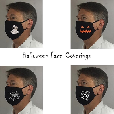 Halloween Face Coverings w 8 inch Elastic - USA made to order